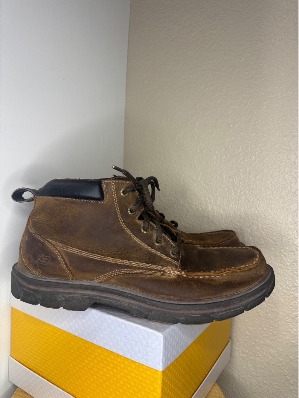 Skechers Segment Brown Leather Chukka Boots Men’s Size 10 Comfort Casual Used - Picture 1 of 6